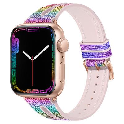 China Silica Gel Luxury For Apple Watch Silica Gel Watch Band Combine PC Case For iwatch Strap And Protective Watch Bumper Cover for sale