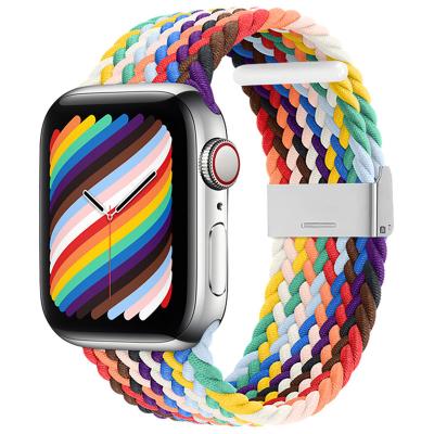 China Adjustable Colorful Nylon Weave Strap Braided Strap For Apple Watch Series 7 Se Milanese Strap 6 5 4 3 for sale