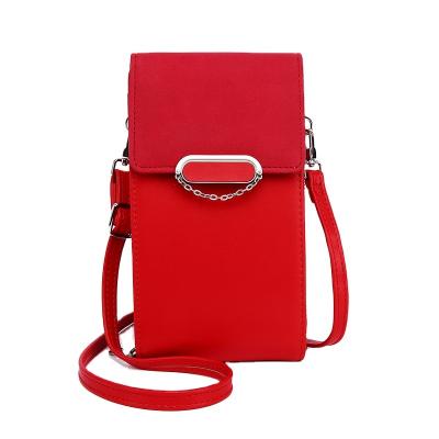 China New PU Fashion Ladies One-Shoulder Vertical Cell Phone Bags Large Capacity Leather Coin Purse For Women for sale