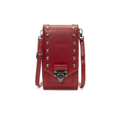 China 2022 New Design Fashion Mini Diamond Rivet Mobile Phone Bags Woman Shoulder Messenger Bag for sale