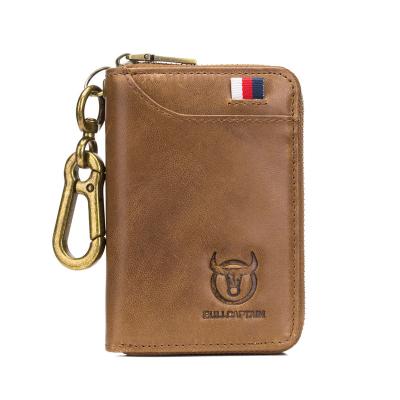 China New Design Bullcaptain Business Men's No Key Bag Key Bag Leather Wallet Short Style Cowhide for sale