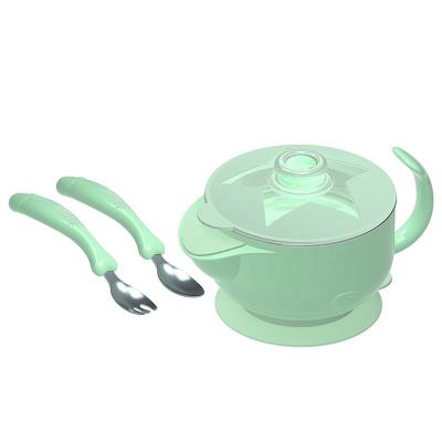 China BPA Free Stainless steel water injection bowl sets for sale with packaging children's tableware include fork and spoon for sale