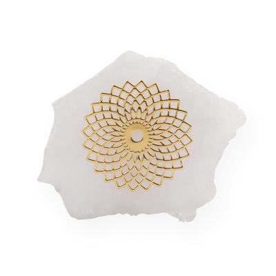 China China GMC70 Lotus Flower Etched Morocco White Selenite Block for Home Decoration for sale