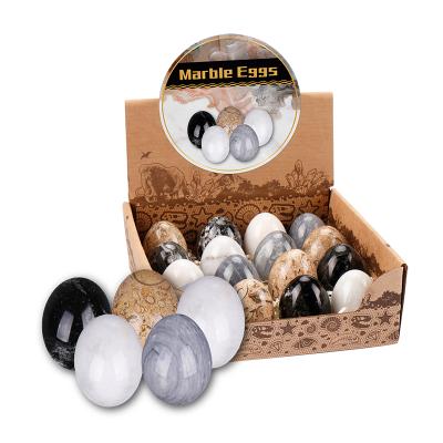 China China 16 Pcs Gray Black Yellow Large Carving Natural White Onyx Marble Stone Egg for sale