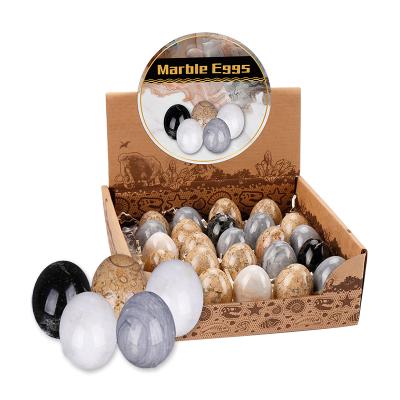 China Europe 25 Pcs 5cm Decorative Bulk Sale Carved Onyx Marble Egg With Display Box For Decoration Home Decor for sale