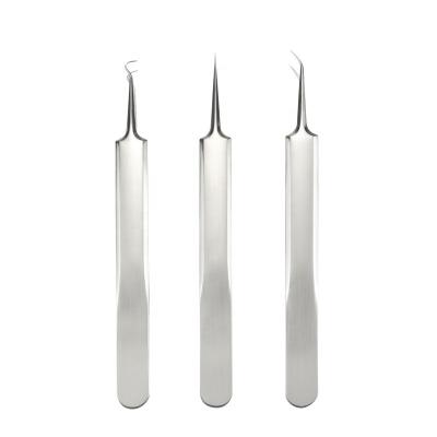 China .etc Stainless Steel Beauty Home Wholesale High Quality 3 Pieces Tools Acne Blackhead Tweezers Pimple Sharp Clip Set for sale