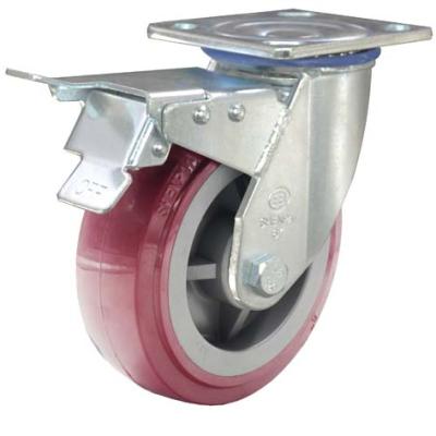 中国 PIVOT Heavy Duty 8 Inch PU Swivel Caster Wheel With Brake 販売のため