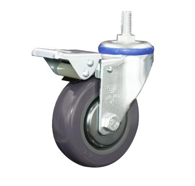 Cina 2018 Industrial Hot Sales Supper PU Threaded Stem Polyurethane Plastic Caster Wheel Made In SHENPAI in vendita