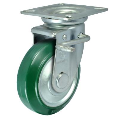 China Garment Shops 250kg 320kg Industrial Rubber Casters And Wheels Color Green With Steel Core , Caster With Brake for sale