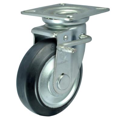 China Hotels 250kg 320kg Rubber Industrial Casters And Wheels Color Black With Steel Core , Trolley Caster With Brake for sale