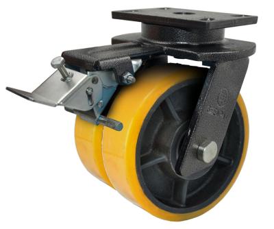 China Garment Shops Iron Industrial Core PU Caster With Double Wheels zu verkaufen