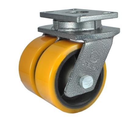 China Super Heavy Duty Supper PU Iron Core PU Caster With Double Wheels à venda