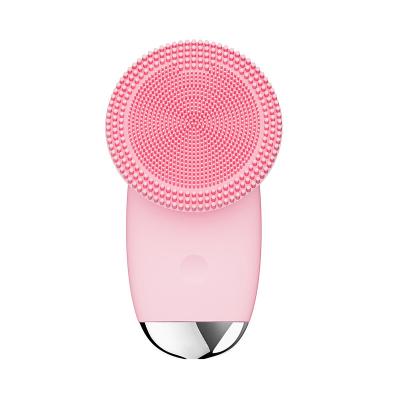 China DEEP CLEANSING Face Cleanse Tool Brush Pink Face Brush Soft Silicone Handle Brake Face Brush for sale