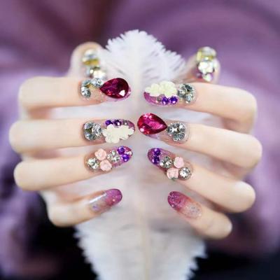 China 2022 New Arrivals False Nail Designs French Acrylic Nails Carry On Rhinestone for sale