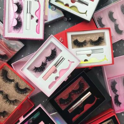 China 1 Pair Long Natural False Eyelash Glue Tweezers Case Gift Box Eyelashes Box Packing Custom Private Label Packaging for sale