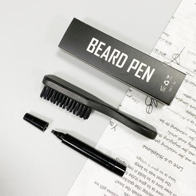 China Professional Acne Treatment Stubble Stick Beard Pen Private Label Hair Beard Filler Pen With Woody Brush for sale