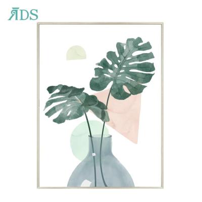 China Modern Leaf Art Green Color Plant Canvas Print Painting For Modern Home Decoration for sale