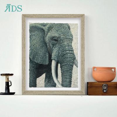 China Custom Frame Modern Elephant Glass Painting Picture Wall Decoration Animals Art Work Painting Living Room for sale