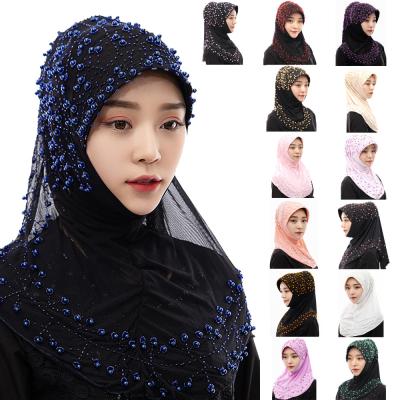 China MXCHAN SJH21060 New Big Grain Silk Malaysian Indonesia Muslim Headscarf Beads Scarf Women Muslim Hijab 2020 for sale