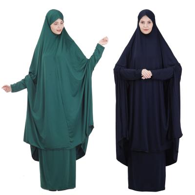 China MXCHAN SJH2403 high quality two piece jilbab 12 colors knitted jilbab khimar hijab khimar hijab for sale