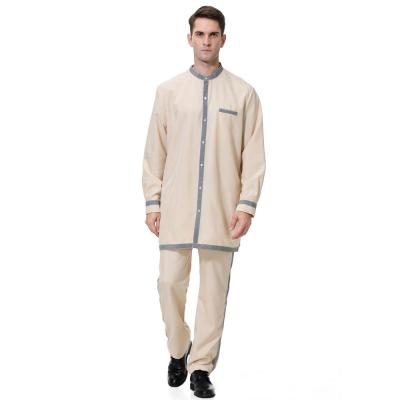 China Arab Clothing Men's Thobe Polyester Muslim Arab Middle Eastern Men's Robe And Dubai Islamic Clothing Men's Pants Suit thobes for sale