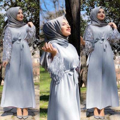 China MXCHAN SJH3053 Cotton Tassel Dress Women Muslim Ladies Dress Quick Dry Splicing Muslim Dress for sale