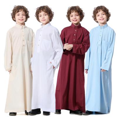 China muslim boys clothing 110-160CM kaftan woven fabric MXCHAN kids thobe boys islamic clothing wholesale arab muslim islamic thobe boys for sale