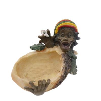 China Wholesale Custom Small Size Resin Rasta Jamaric Rasta Ashtray For Restaurant Home Decoration for sale