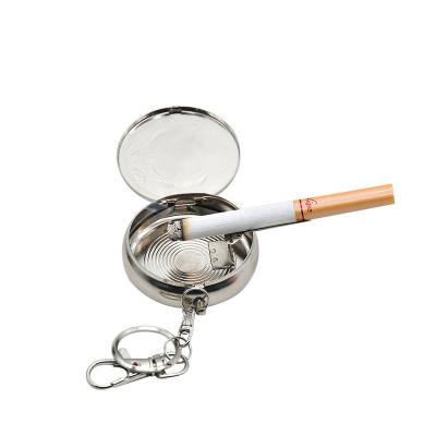 China Factory Style American Wholesale Portable Key Ring Metal Stainless Steel Mini Ashtray Directly for sale