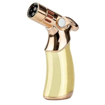 China Portable Mini Gas Cigar Cigarette Lighter Refillable Jet Gun Torch Lighters Four Flames for sale