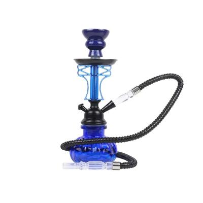 China Portable Shisha Plastic Blue Small Size Hookah Round Hookah Set Shisha Bottle Glass Plastic Hookah for sale