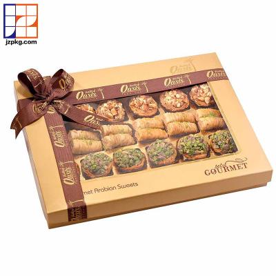 China Recyclable Gourmet Food Packaging Paper Boxes With Clear Window Lid for sale