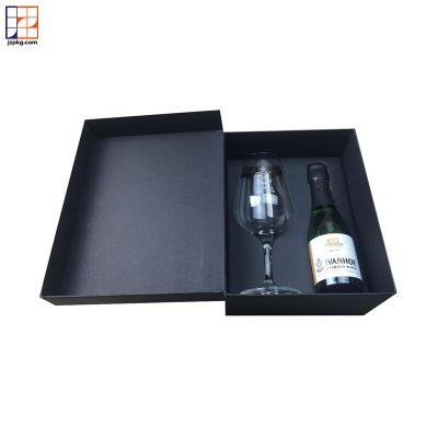 China Recyclable custom printing black wine goblet box for champagne bottle&cups packaging for sale