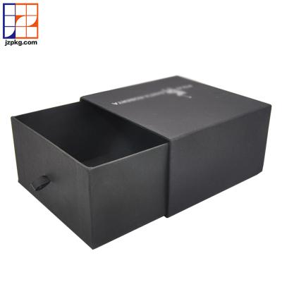 China Recyclable Custom Logo Black Drawer High Heel Shoe Boxes With Ribbon Drop Front for sale