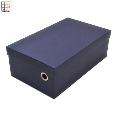 China Empty Giant Blue Shoe Box Recyclable New Large Custom LOGO Design With Grommet for sale