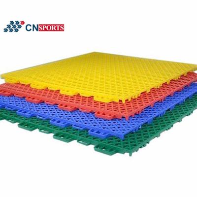 China 16mm PP Interlocking Sports Flooring , Red Interlocking Basketball Court Tiles for sale