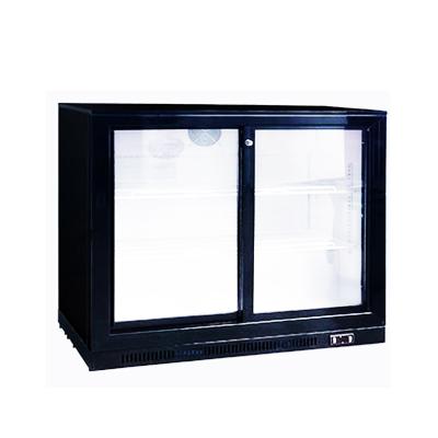 China Black Single-Temperature Sliding Glass Doors Color Block Cooler Worktop Bar Fridge for sale