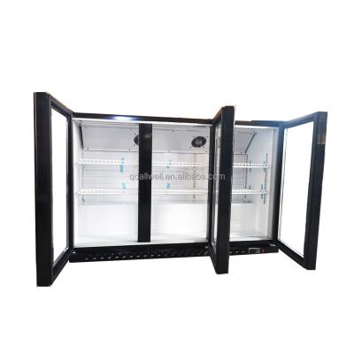 China Single-Temperature 3 Doors Bar Fridge Door Back Bar Static Cooling Glass Cooler Under Counter Bottle Beer Fridge for sale