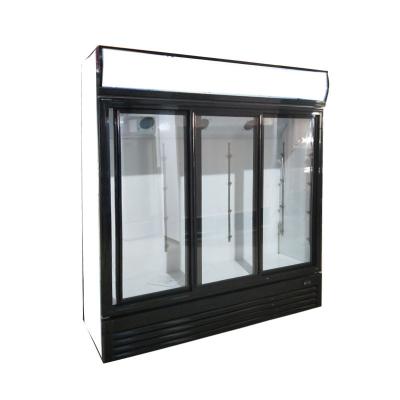 China Single-temperature Supermarket Refrigerator 3 Door Counter Beverage Fridge Glass Display for sale