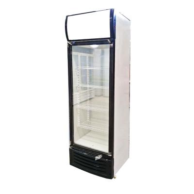 China Upright 380L supermarket water display cooler beer display door display refrigerator for sale