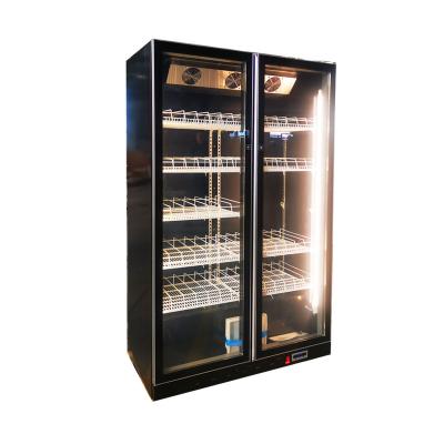 China Single-Temperature 2 Doors Accent Large Volume Upright Bar Cooler Beverage Fridge With 3 Colors for sale