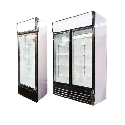 China Single-temperature display Pepsi Freezer 500l Double Glass Doors Showcase Display Cold Fridge Freezer for sale