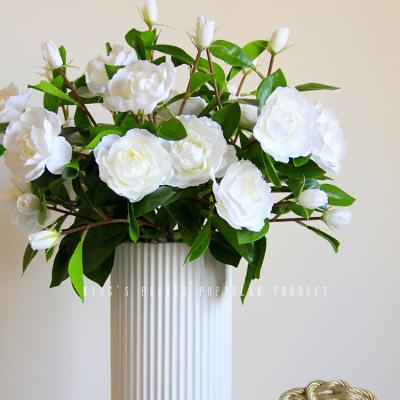 China Decorative Flowers Choose White Artificial Silk Gardenia Flower Home Decoration Bouquet Fake Flowers for sale