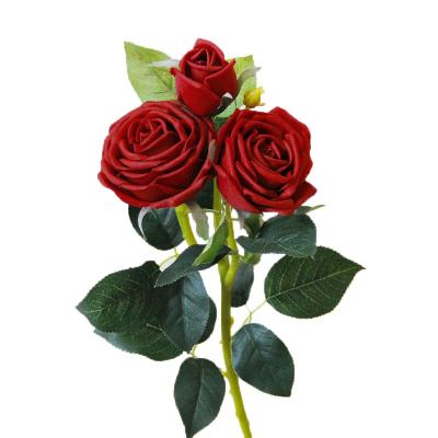 China decorative flowers & Garlands Fake Rose Flowers Home 3 Heads Moisturizing Rosesinterior Decoration Artificial Flower for sale