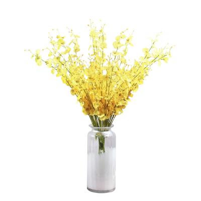 China Home Decoration White Yellow Orchid Orchid Flower Arrangement Artificial Flower Silk Plastic Dancing Orchids for sale