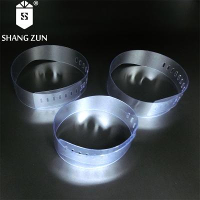 China Convenient Wholesales Light Blue Transparent PVC Collar Band Plastic Shirt Packing For Garment Plastic Collar Band For Shirt for sale