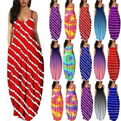 China 2021 summer plus size women's summer casual dress hot sale tie dye loose plus size women's maxi dress S-5XL for sale