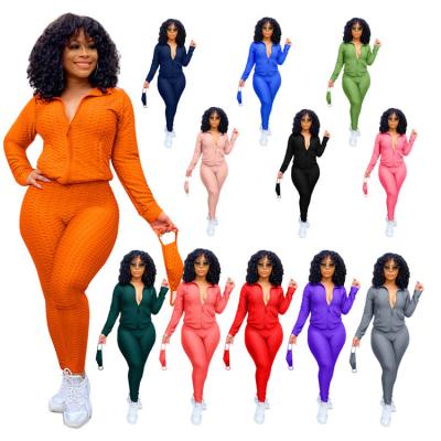 China High Quality Autumn Yoga Jacket Breathable Pants Jogging And Skinny Zipper Plus Size Women Set Two Piece Sweatsuit Spring for sale