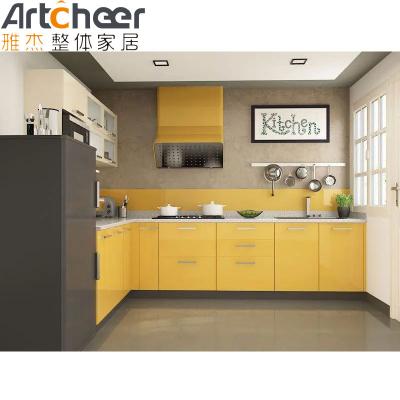 China Durable Contemporary Full European Style L Shape Cabinet For Kitchen Room UV Lacquer Finish for sale