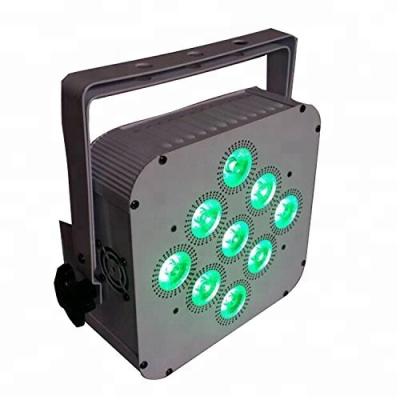 China LANDSCAPE Remote Control 9x18W RGBWA+UV 6IN1 Infrared Wireless Led Par (IR) Battery Powered Par Can Light for sale